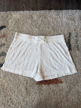 Andie Cream Ribbed Drawstring Lounge Shorts